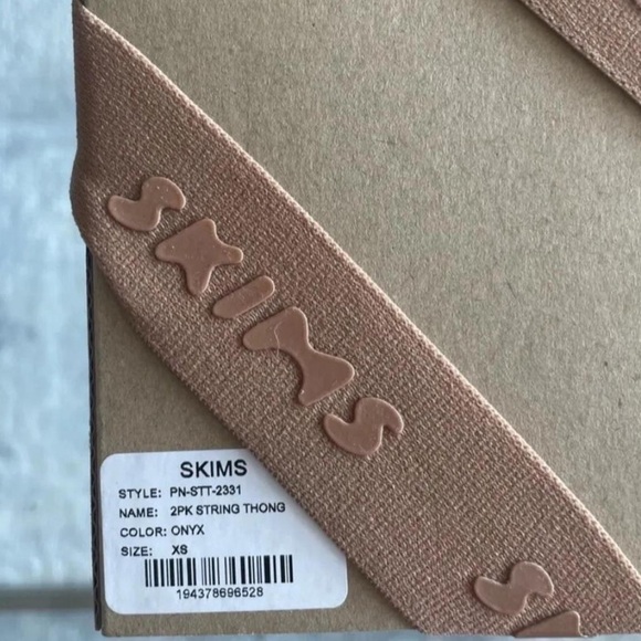 SKIMS Rhinestone Stretch Satin String Thong Two Pack XS - Picture 11 of 11